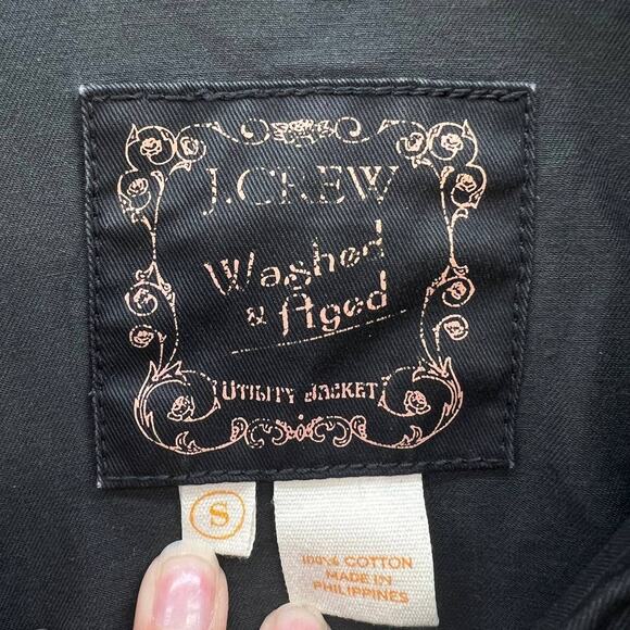VTG J. Crew Jacket Women's S Black Washed and Aged Waxed Cotton Utility Preppy - Picture 9 of 12